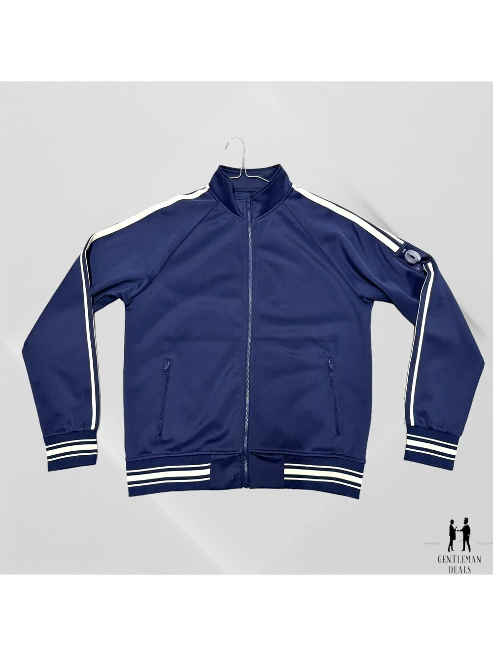 Ovadia & Sons Men's Blue & White Striped Full-Zip Long-Sleeve Jacket Sweater M